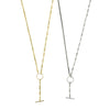Ashley Gold Sterling Silver Combo Link CZ Circle Drop Necklace