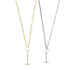 Ashley Gold Sterling Silver Combo Link CZ Circle Drop Necklace