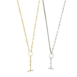 Ashley Gold Sterling Silver Combo Link CZ Circle Drop Necklace