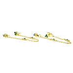 Ashley Gold Sterling Silver Gold Plated Double Post Chain Green CZ Earrings