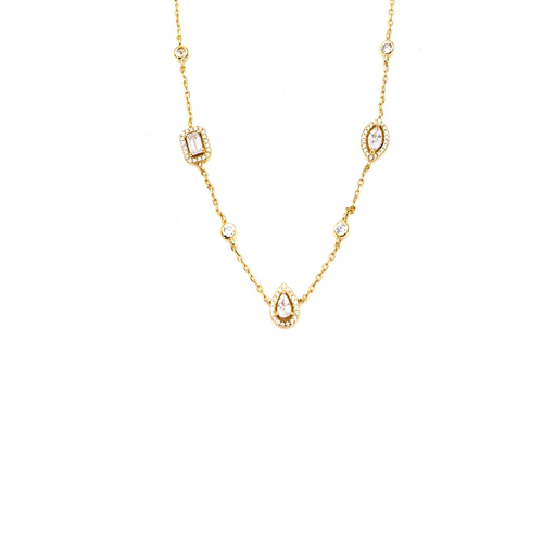 Ashley Gold Sterling Silver Gold Plated Round Marquise Pear Oval Emerald Cut CZ Necklace