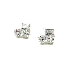 Ashley Gold Sterling Silver Triple Shape CZ Stud Earrings