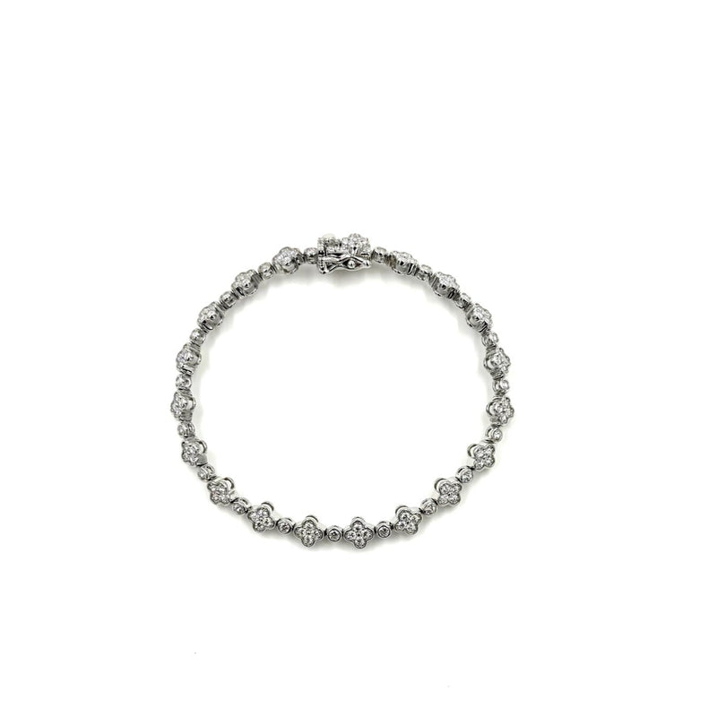 Ashley Gold Sterling Silver CZ Encrusted Clover Design Bracelet