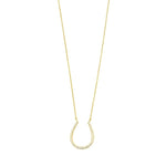 Ashley Gold Sterling Silver Horseshoe CZ Drop Pendant Necklace