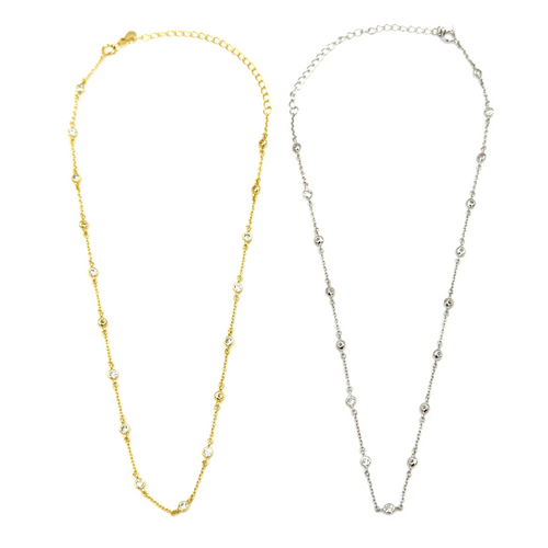 Ashley Gold Sterling Silver Mini CZ By The Yard Necklace