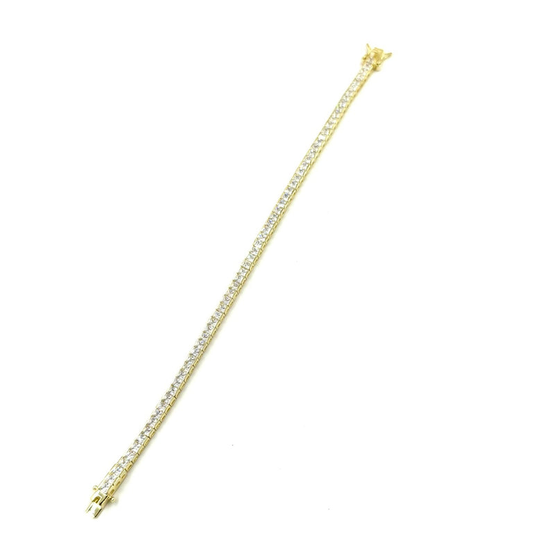 Ashley Gold Sterling Silver Princess Cut CZ Tennis Bracelet