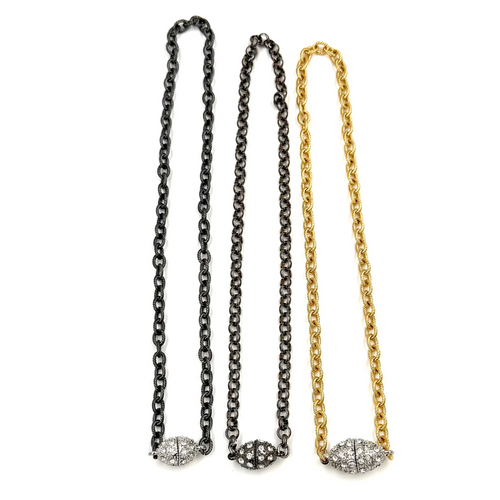 Ashley Gold Stainless Steel CZ Magnetic Clasp Necklace