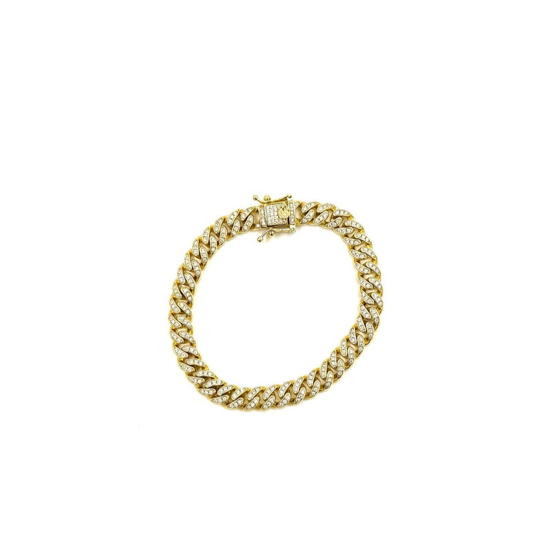 Ashley Gold Sterling Silver Gold Plated Encrusted Chain Design Tennis Bracelet