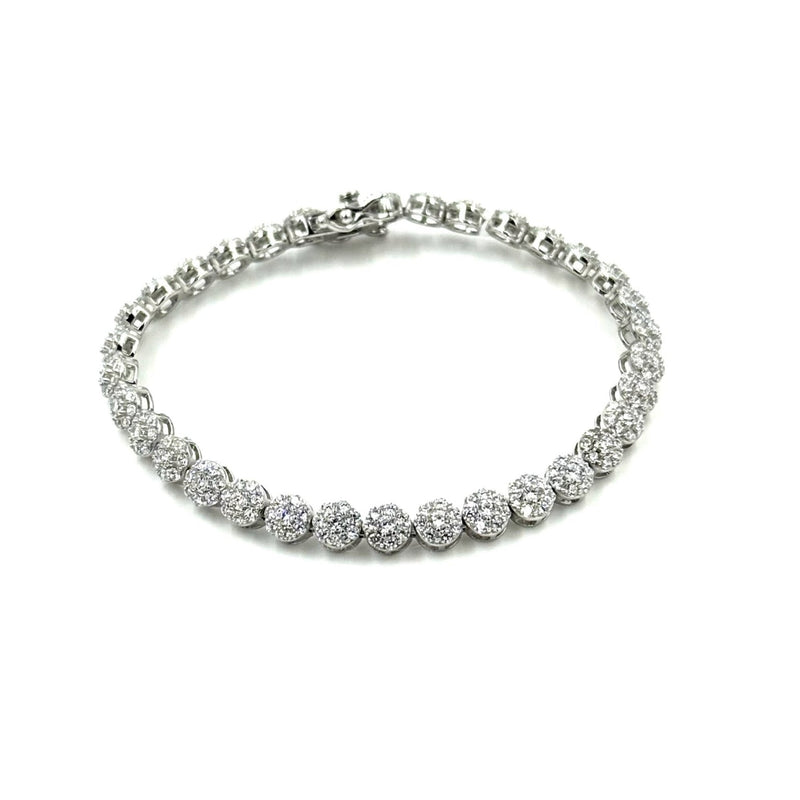 Ashley Gold Sterling Silver CZ Encrusted Flower Design Tennis Bracelet