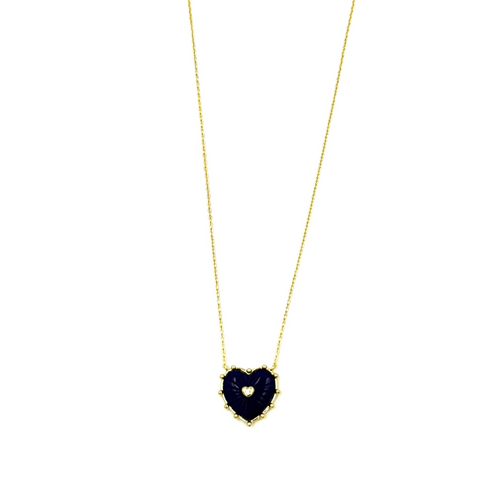 Ashley Gold Sterling Silver Semi Precious Heart Pendant With CZ Necklace