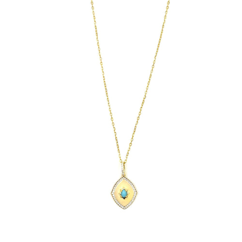 Ashley Gold Sterling Silver Gold Plated Blue CZ Pendant Necklace
