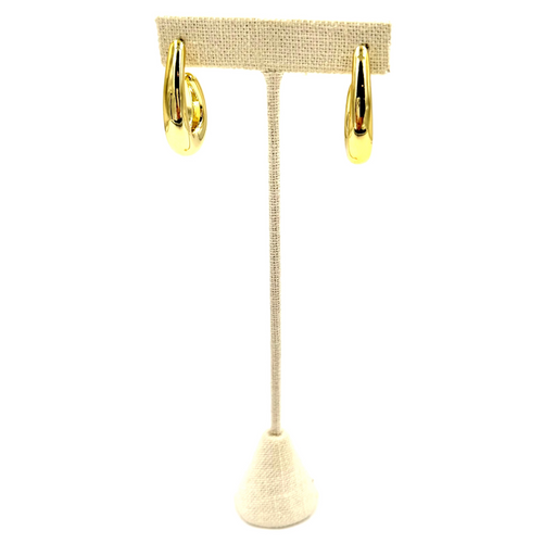 Ashley Gold Stainless Steel Oval Open Back Design Hoop Earrings