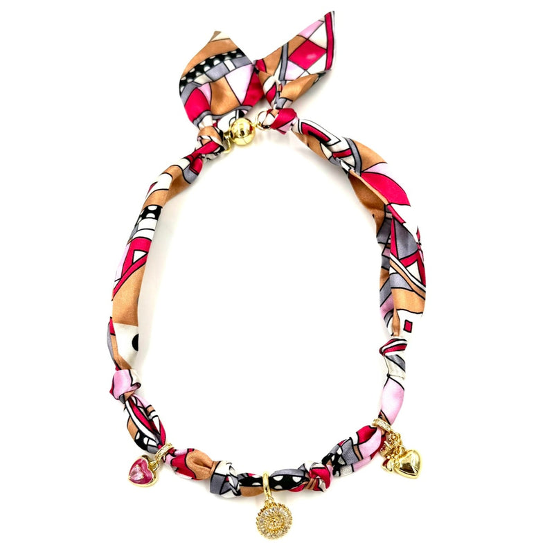 Ashley Gold Stainless Steel Gold Plated 3 Pendant Silk Scarf Necklace