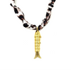 Ashley Gold Stainless Steel Gold Plated Silk Scarf Fish Pendant Necklace