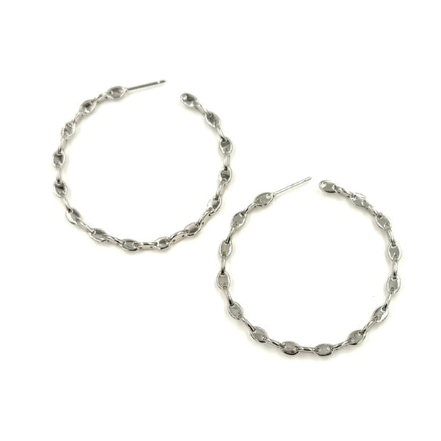 Ashley Gold Stainless Steel Interlocking Ovals 2" Hoop Earrings