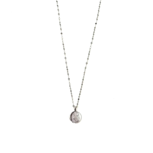 Ashley Gold Sterling Silver Half Moon CZ Pendant Necklace