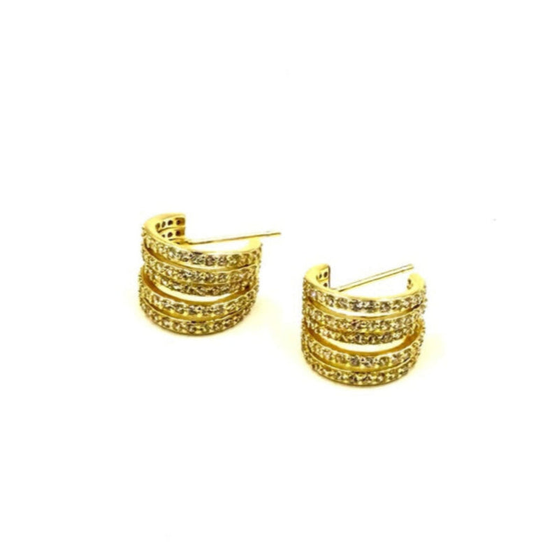 Ashley Gold Sterling Silver Gold Pated Assorted CZ 5 Bar Earrings