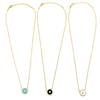 Ashley Gold Sterling Silver Gold Plated Link Chain Center Enamel And CZ Drop Necklace