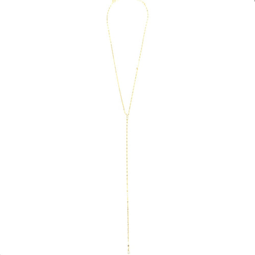 Ashley Gold Sterling Silver Gold Plated Interlocking Circle Link Chain Lariat With CZ's Necklace