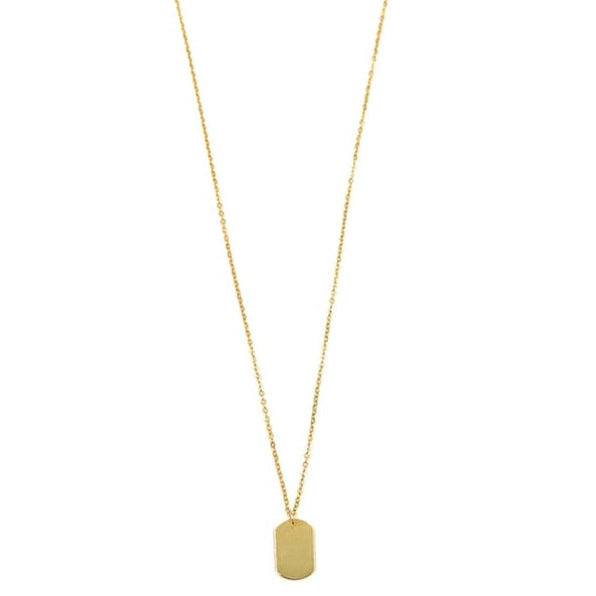 Ashley Gold Sterling Silver Gold Plated Link Chain With Dog Tag Pendant Necklace