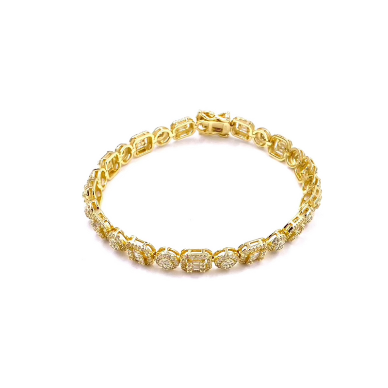 Ashley Gold Sterling Silver Gold Plated CZ Multiple Shape Tennis Bracelet