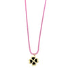 Ashley Gold Stainless Steel Pink Enamel Plated Box Link Chain With Clover Charm Necklace
