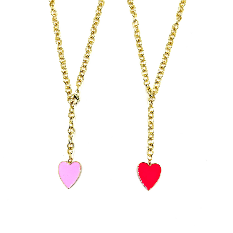 Ashley Gold Stainless Steel Gold Plated Chain Enamel Drop Heart Necklace