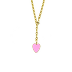 Ashley Gold Stainless Steel Gold Plated Chain Enamel Drop Heart Necklace