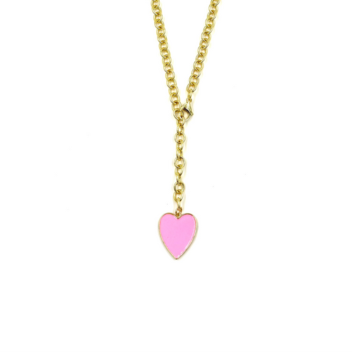 Ashley Gold Stainless Steel Gold Plated Chain Enamel Drop Heart Necklace