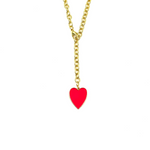 Ashley Gold Stainless Steel Gold Plated Chain Enamel Drop Heart Necklace