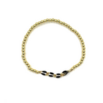 Ashley Gold Stainless Steel Gold Plated Ball Beaded Stretch Enamel Link Bracelet