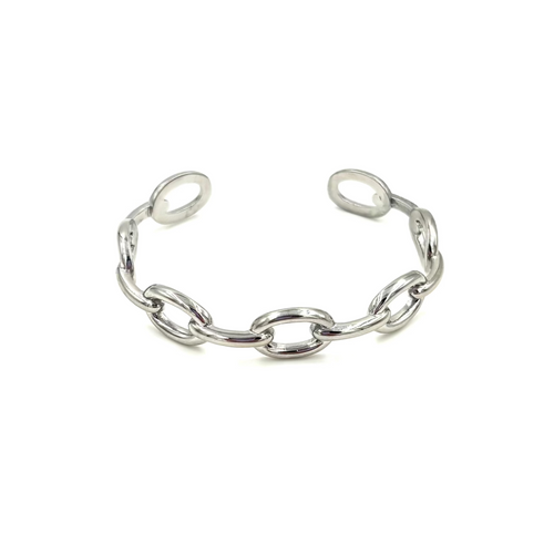 Ashley Gold Stainless Steel Gold Plated Round Link Chain Design Bangle Bracelet