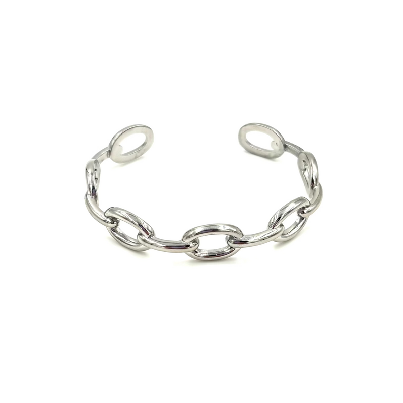 Ashley Gold Stainless Steel Gold Plated Round Link Chain Design Bangle Bracelet