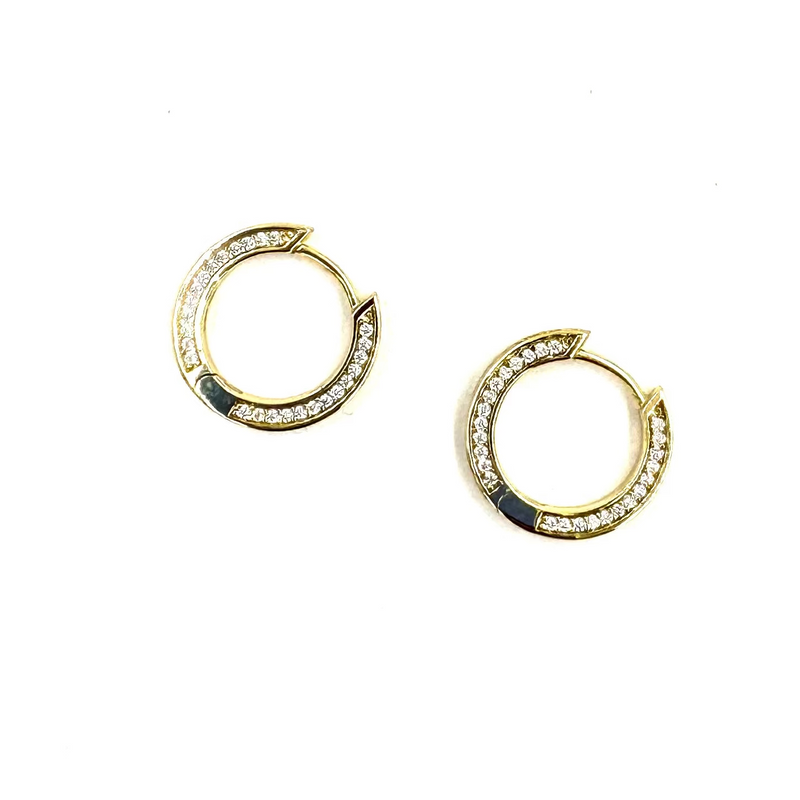 Ashley Gold Sterling Sliver With CZ's All Around .5" Hoop Earrings