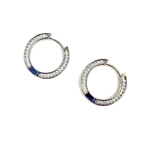 Ashley Gold Sterling Sliver With CZ's All Around .5" Hoop Earrings
