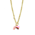 Ashley Gold Stainless Steel Gold Plated Link Design With Two Pendant Necklace