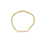 Ashley Gold Stainless Steel Gold Plated Ball Beaded Stretch Enamel Link Bracelet