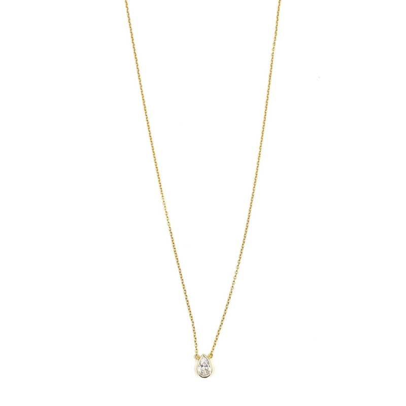 Ashley Gold Sterling Silver Teardrop CZ Pendant Necklace