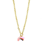 Ashley Gold Stainless Steel Gold Plated Link Design With Two Pendant Necklace