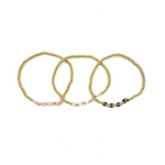 Ashley Gold Stainless Steel Gold Plated Ball Beaded Stretch Enamel Link Bracelet