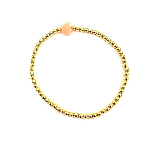 Ashley Gold Stainless Steel Gold Plated Stretch Beaded Pastel Heart Bracelet