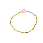 Ashley Gold Stainless Steel Gold Plated Stretch Beaded Pastel Heart Bracelet