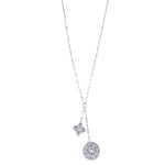 Ashley Gold Sterling Silver Double Charm CZ Clover And Round Necklace
