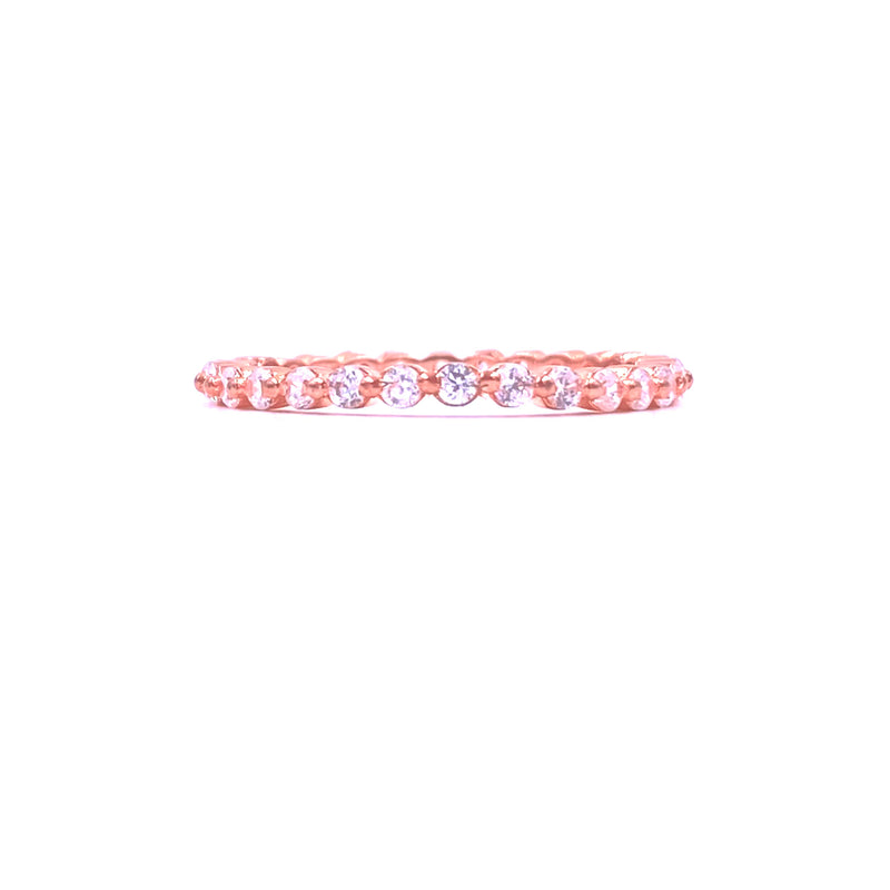 Ashley Gold Sterling Silver Rose Gold CZ Prong Set .50CTW Eternity Band Ring