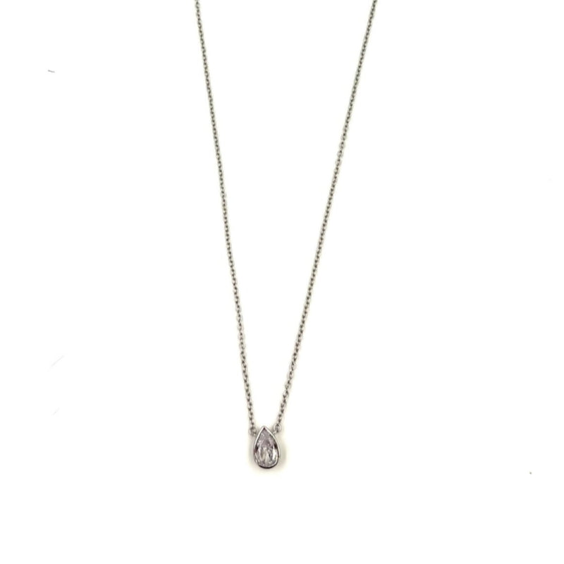 Ashley Gold Sterling Silver Teardrop CZ Pendant Necklace