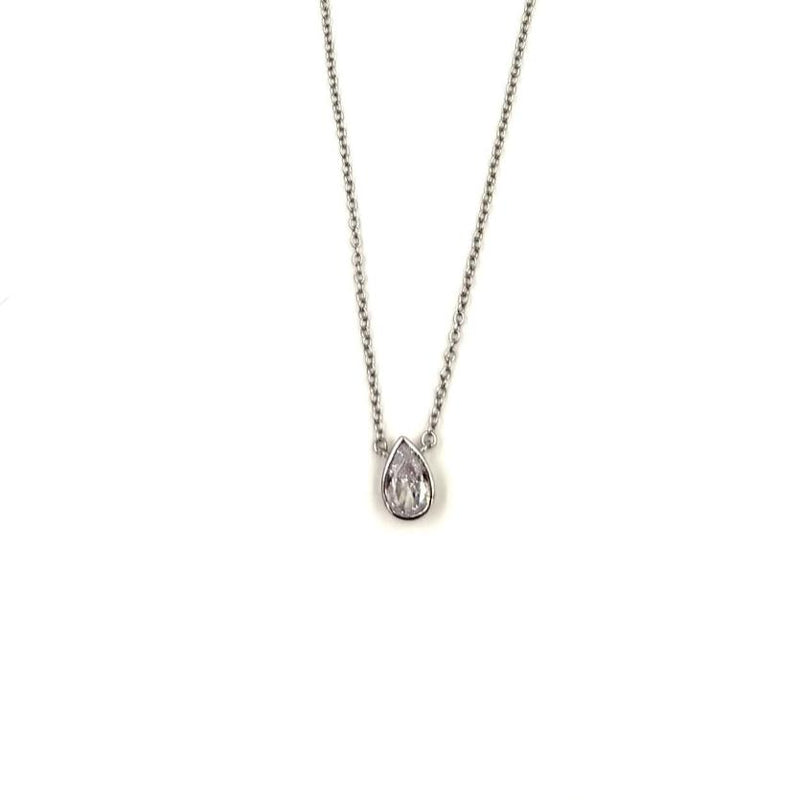 Ashley Gold Sterling Silver Teardrop CZ Pendant Necklace