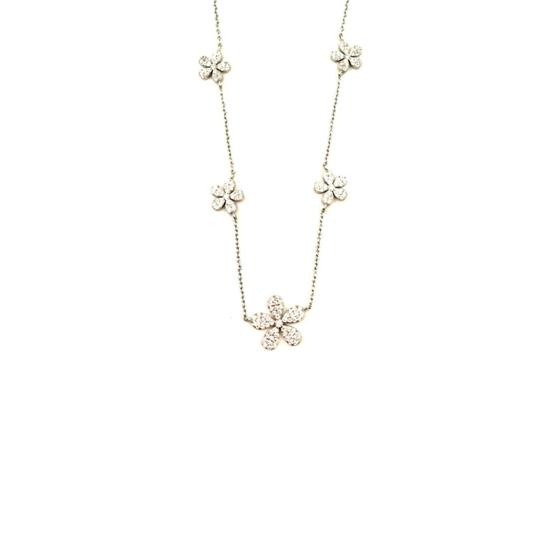 Ashley Gold Sterling Silver 5 Flower CZ Pendant Necklace