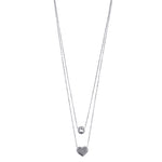 Ashley Gold Sterling Silver Double Chain CZ And Heart Design Necklace