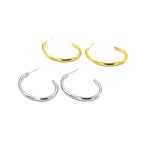 Ashley Gold Stainless Steel Open Rounded Oval Open Back Hoop Earrings