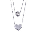 Ashley Gold Sterling Silver Double Chain CZ And Heart Design Necklace